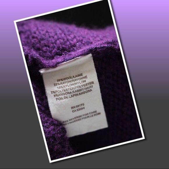 Free People Purple Wool Button Cardigan Sweater S - Picture 5 of 6